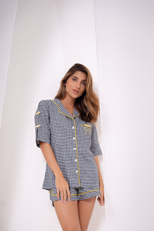 Pijama Vichy Marinho "Somos Girassóis"