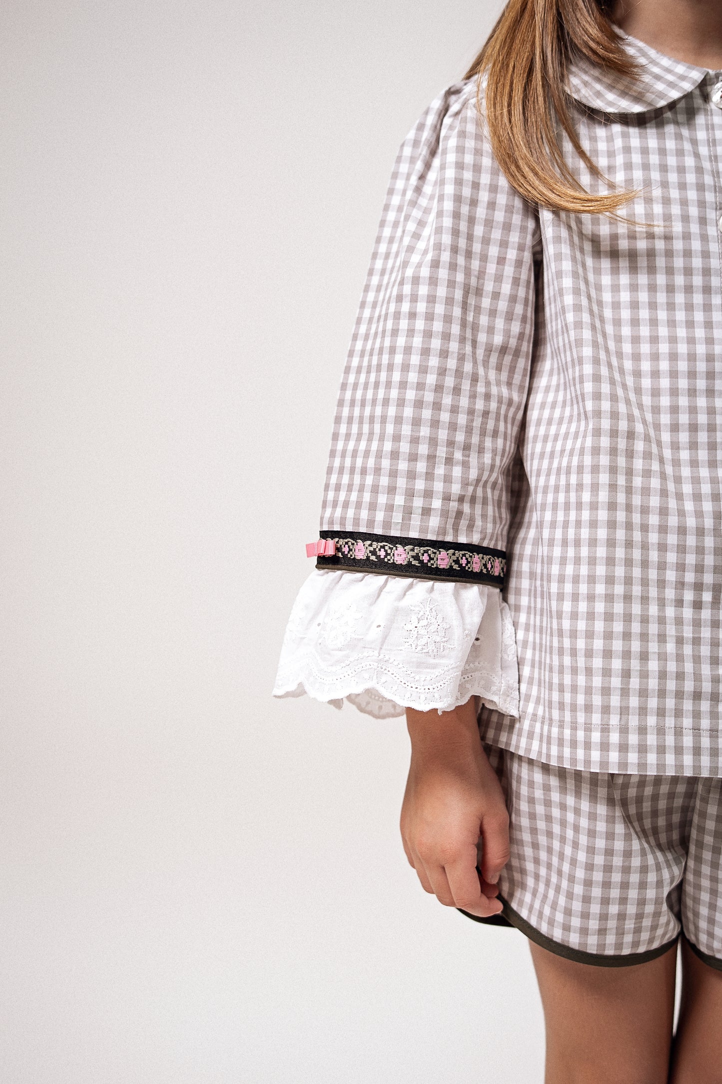 Pijama Infantil Vichy Bege