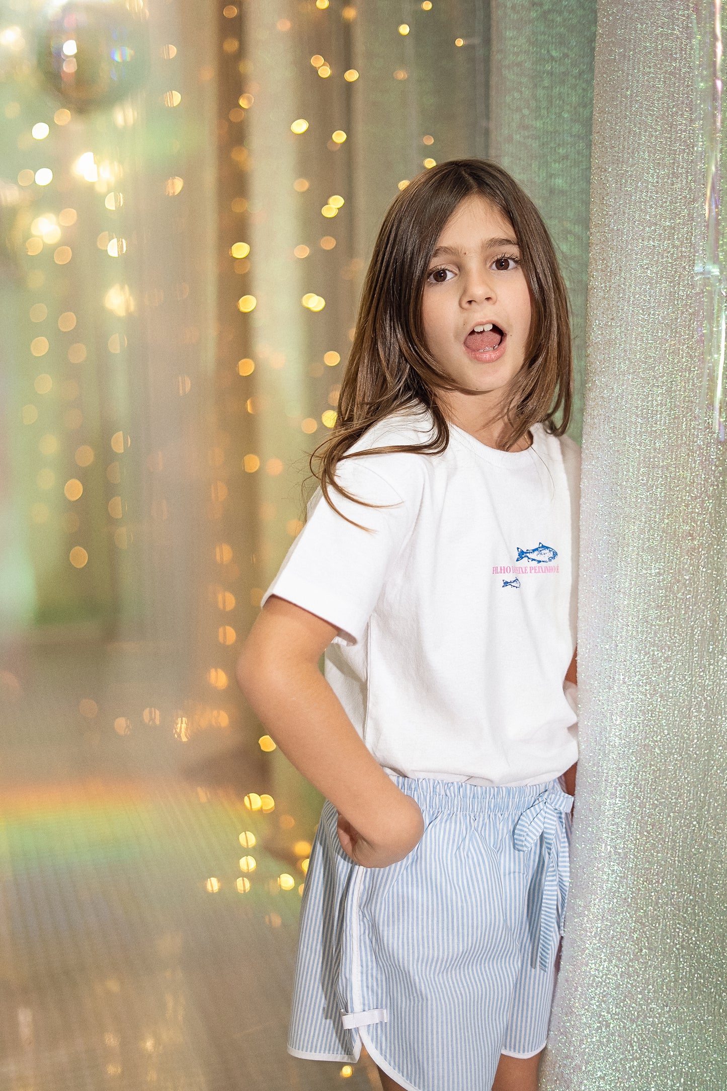 Pijama Infantil Listrado Azul Claro