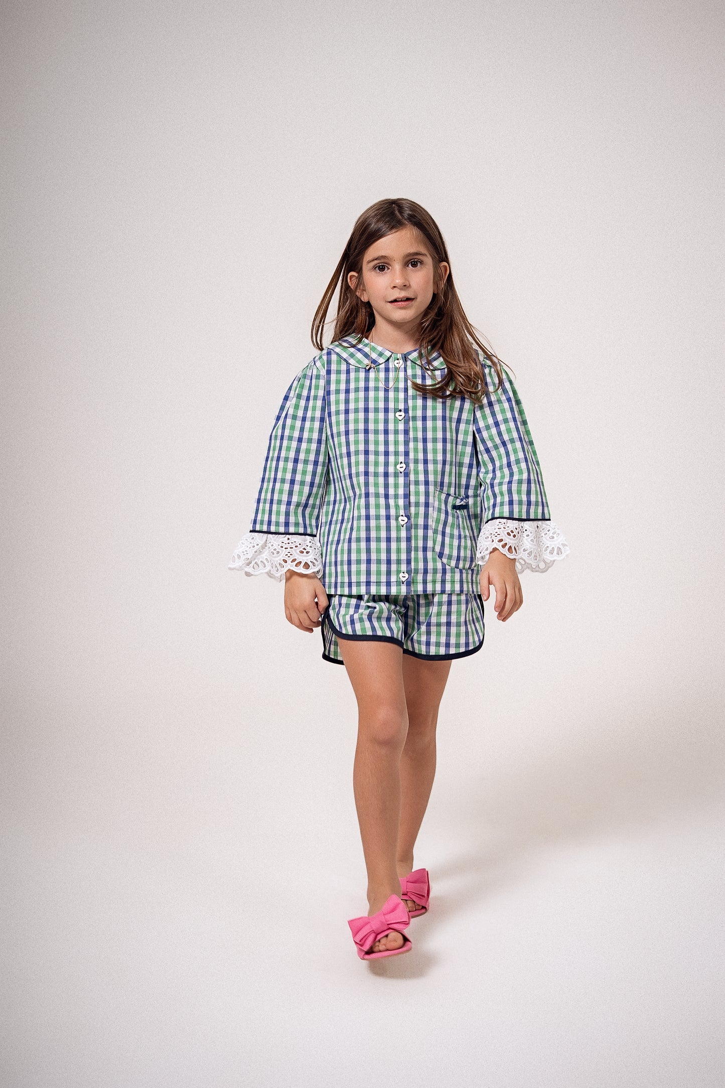 Pijama Infantil Vichy Azul/Verde
