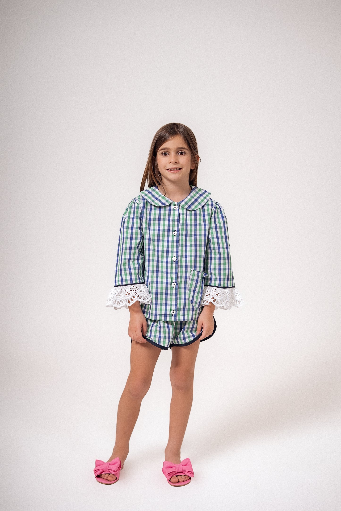 Pijama Infantil Vichy Azul/Verde