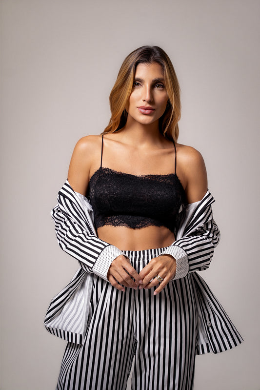Pijama Longo Poá Listrado
