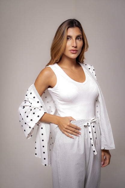 Pijama Longo Poá Branco