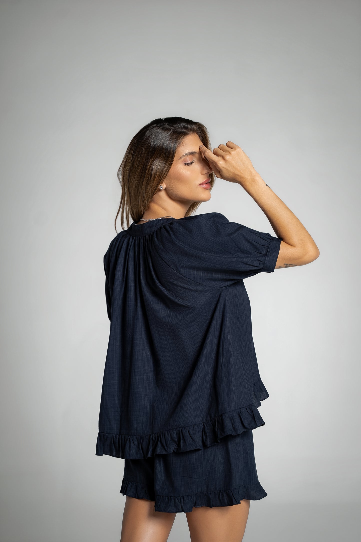 Pijama Babado Azul Marinho