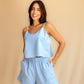 Pijama Curto Cropped Azul