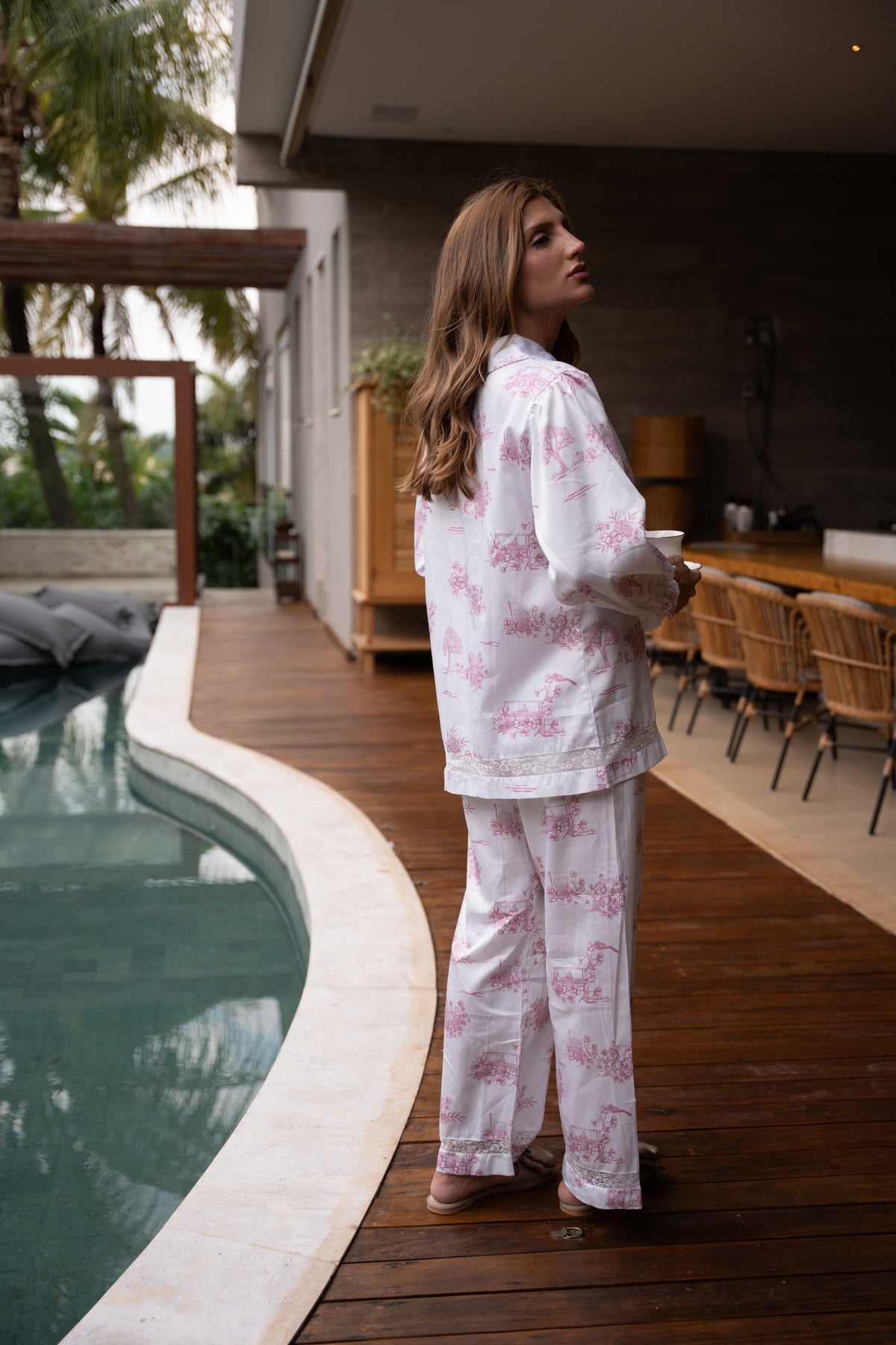 Pijama Provençal Longo Rosa