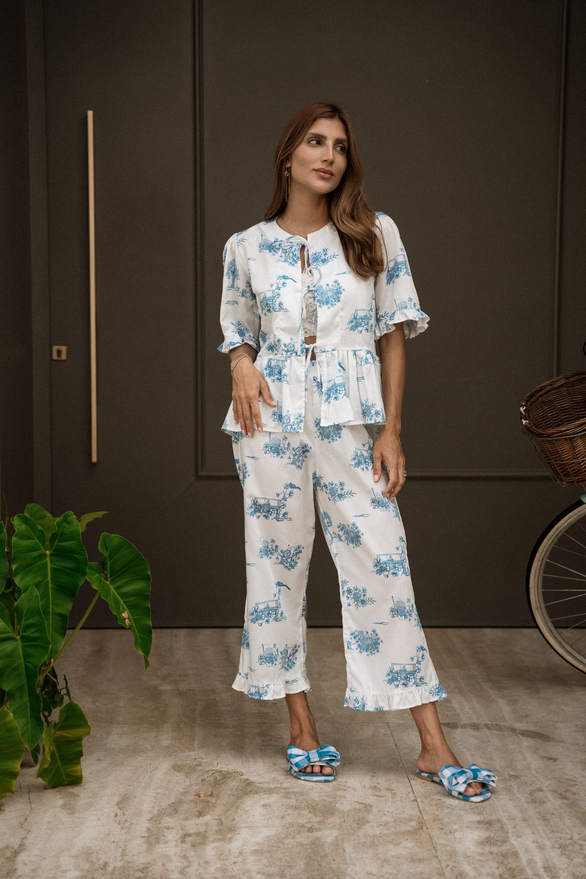 Pijama Provençal Laço Azul