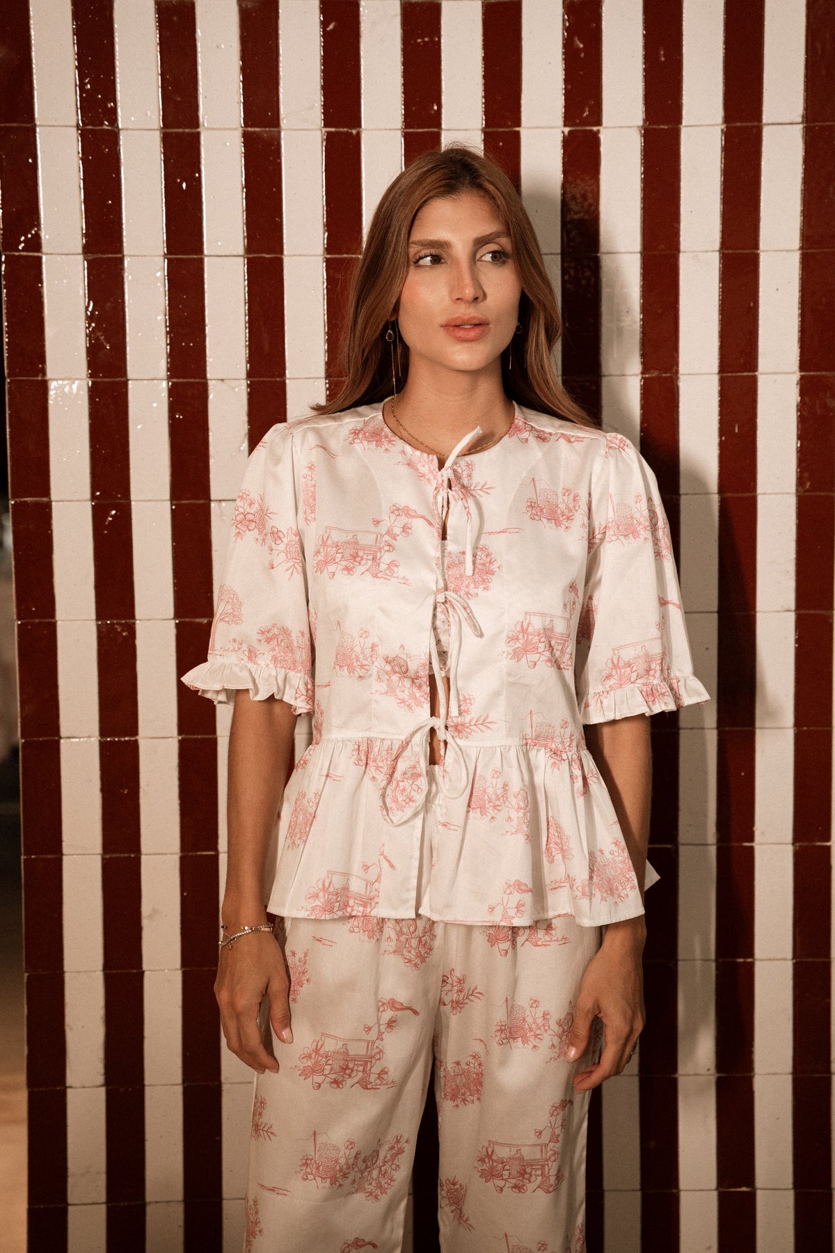 Pijama Provençal Laço Rosa