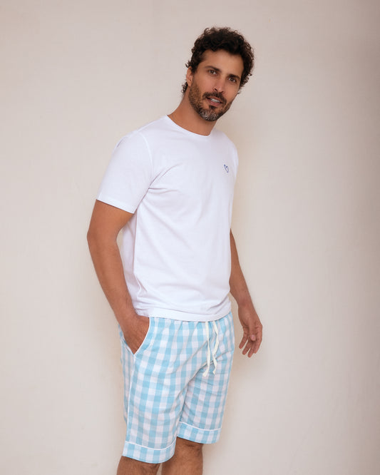 Pijama Masculino Vichy Turquesa