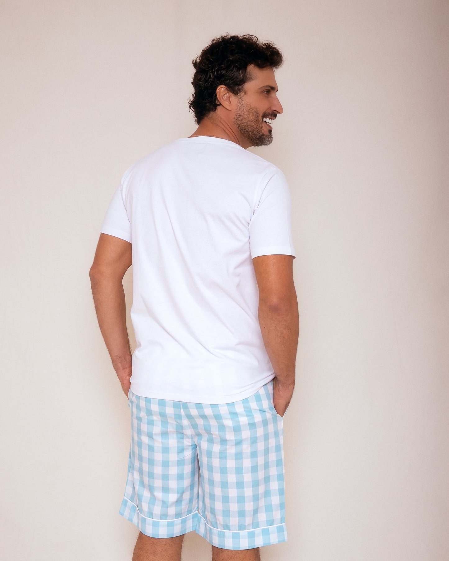 Pijama Masculino Vichy Turquesa